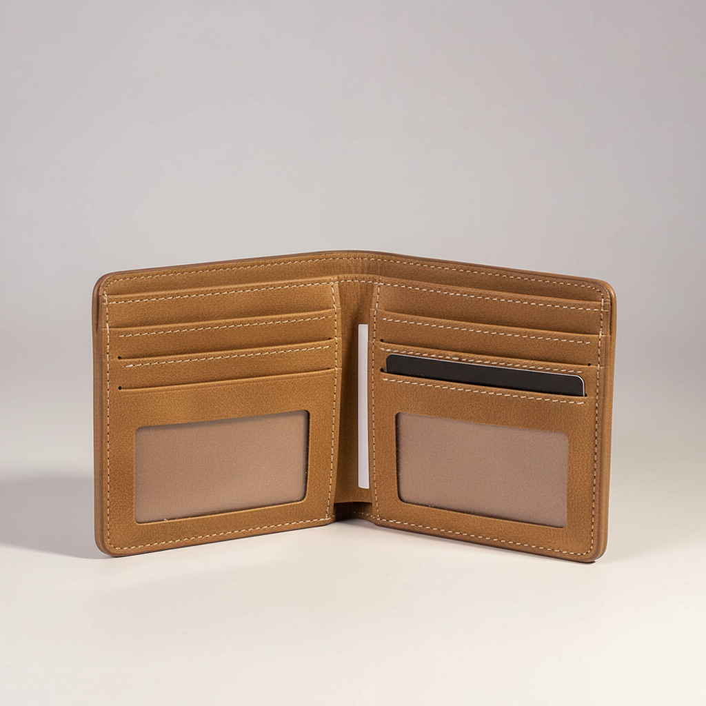 Compact slim vintage wallet with multiple card slots and photo pocket