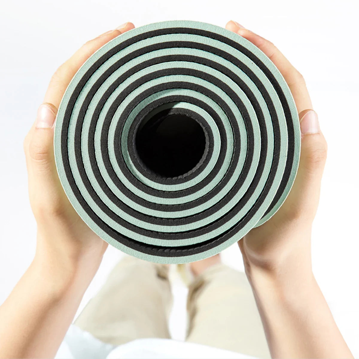 Non-slip yoga mat with alignment guide lines and beginner-friendly cushioning