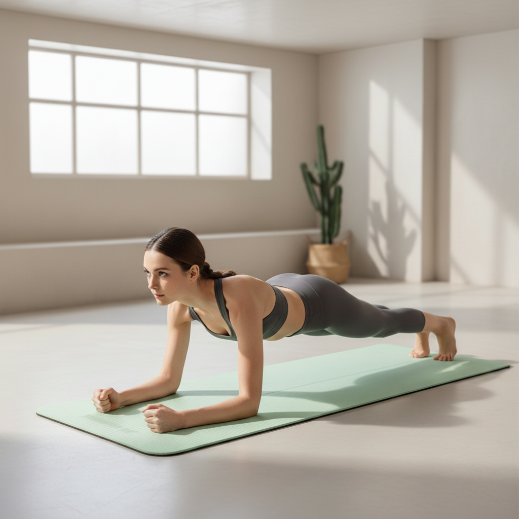 Non-slip yoga mat with alignment guide lines and beginner-friendly cushioning