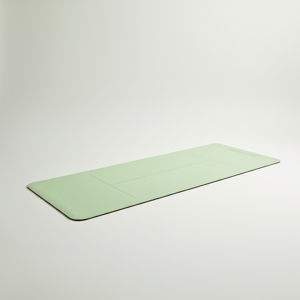 Non-slip yoga mat with alignment guide lines and beginner-friendly cushioning