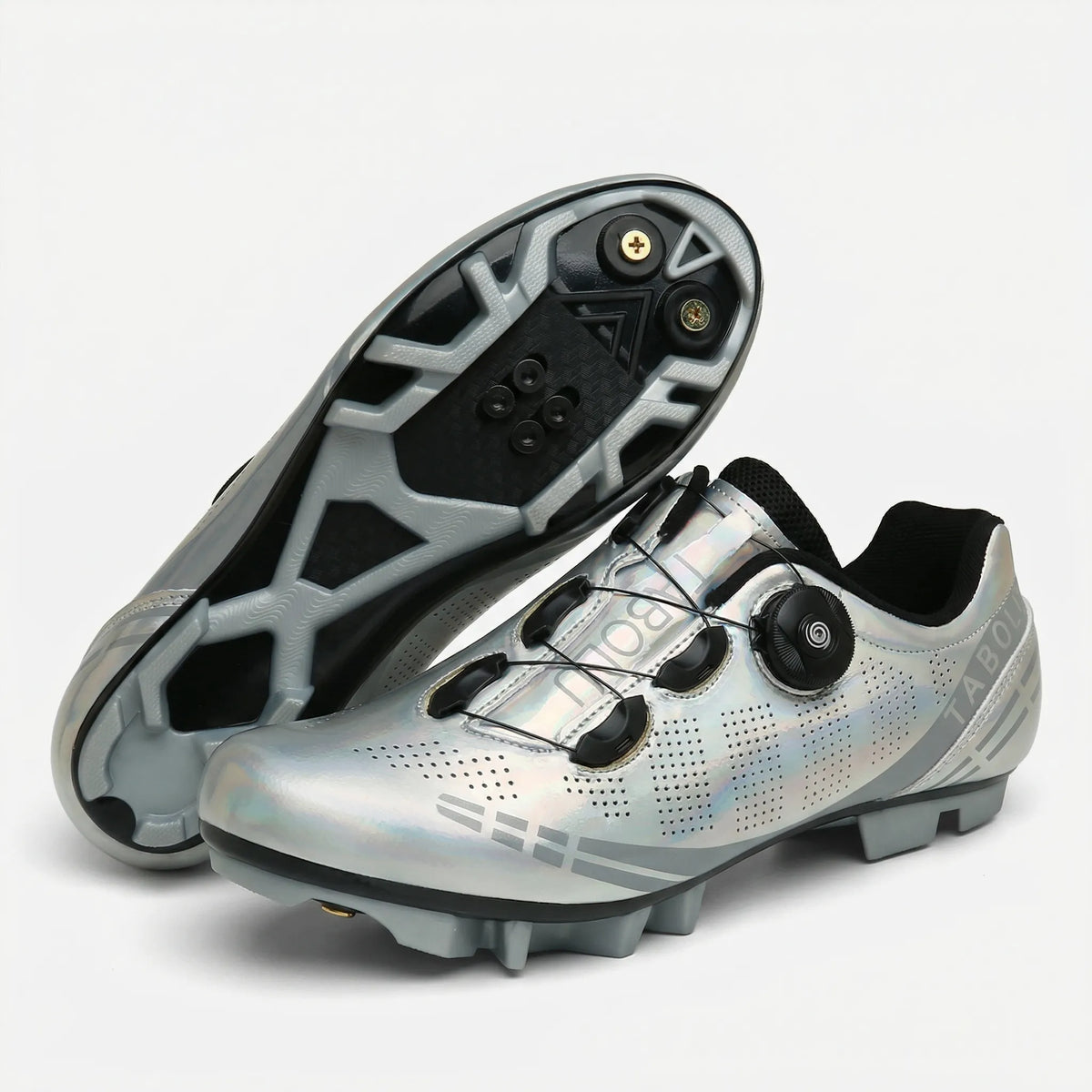 MTB cycling shoe with rotary knob closure and SPD cleat compatibility