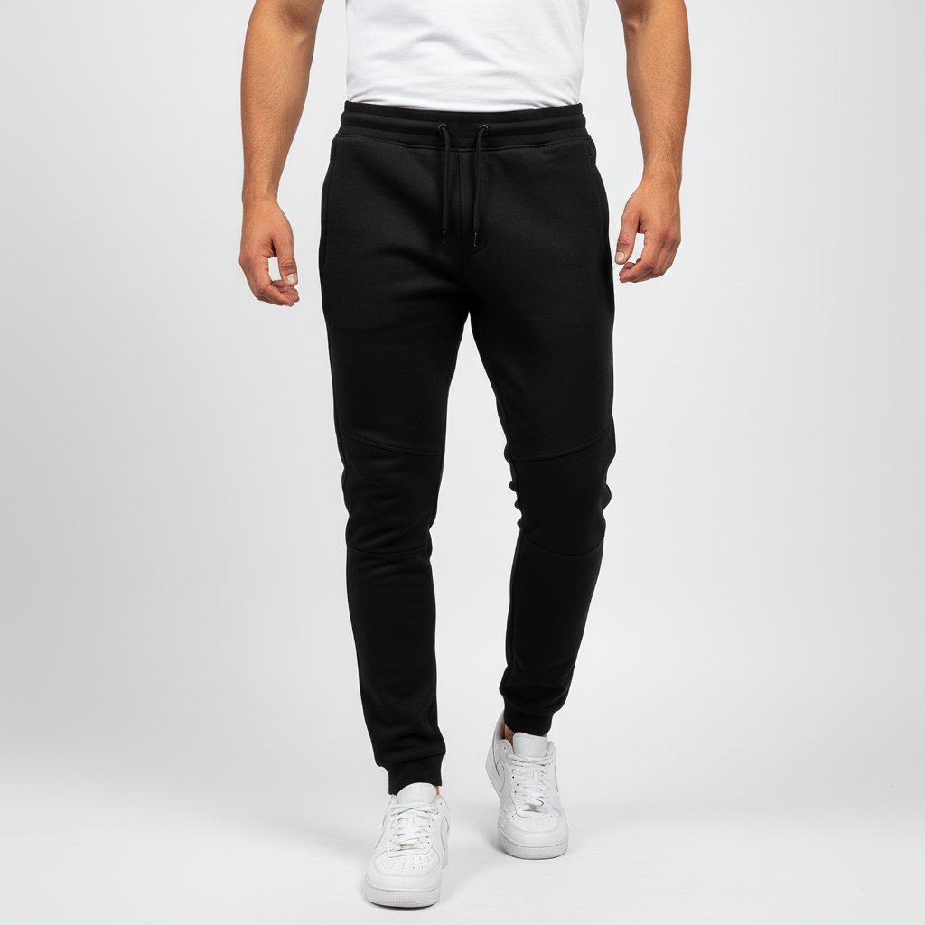 Men's tapered jogger pants with stretch fabric and secure pockets
