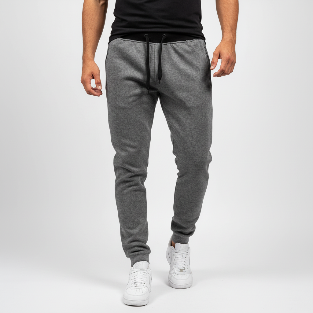 Men's tapered jogger pants with stretch fabric and secure pockets