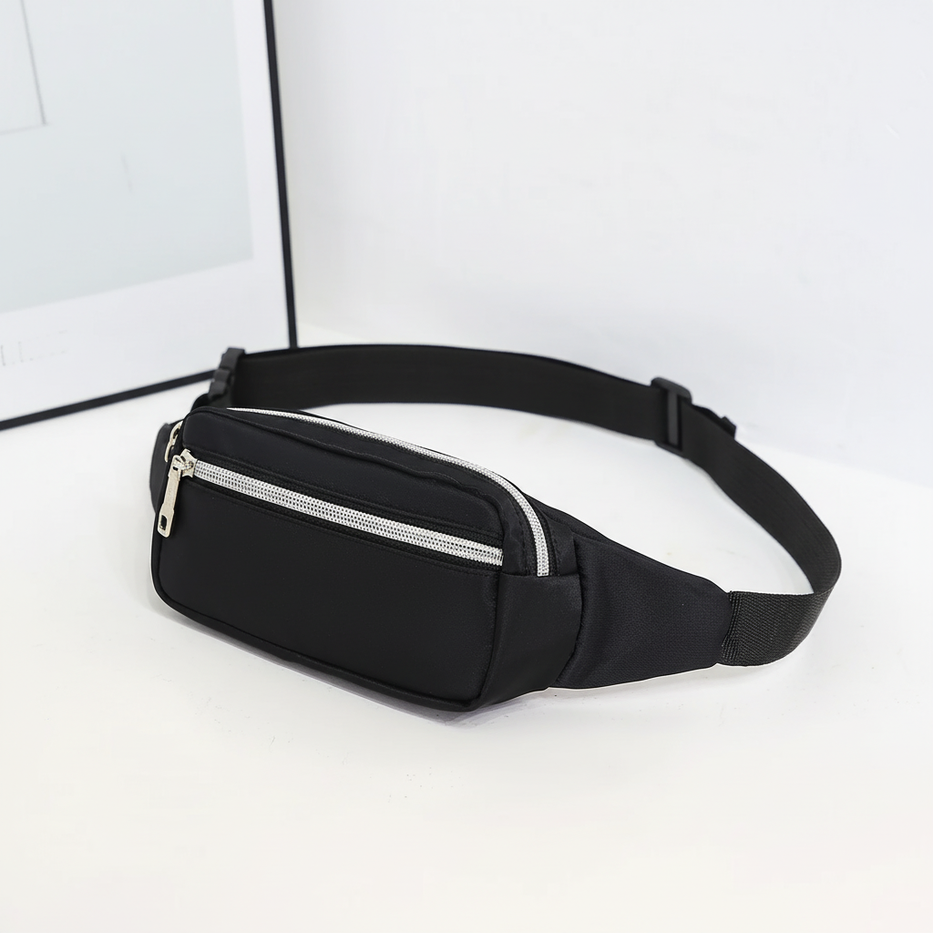 Unisex canvas waist pack with multiple secure pockets and adjustable strap