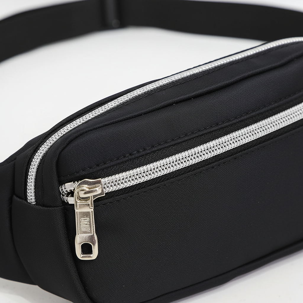 Unisex canvas waist pack with multiple secure pockets and adjustable strap