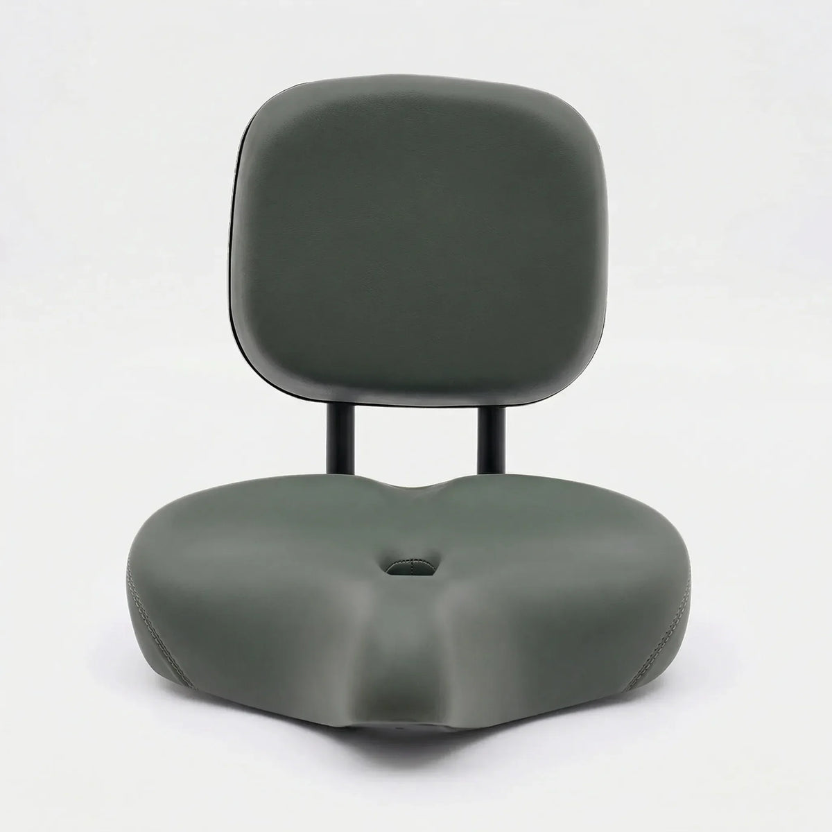 Extra wide padded bike seat with backrest and pressure relief channel