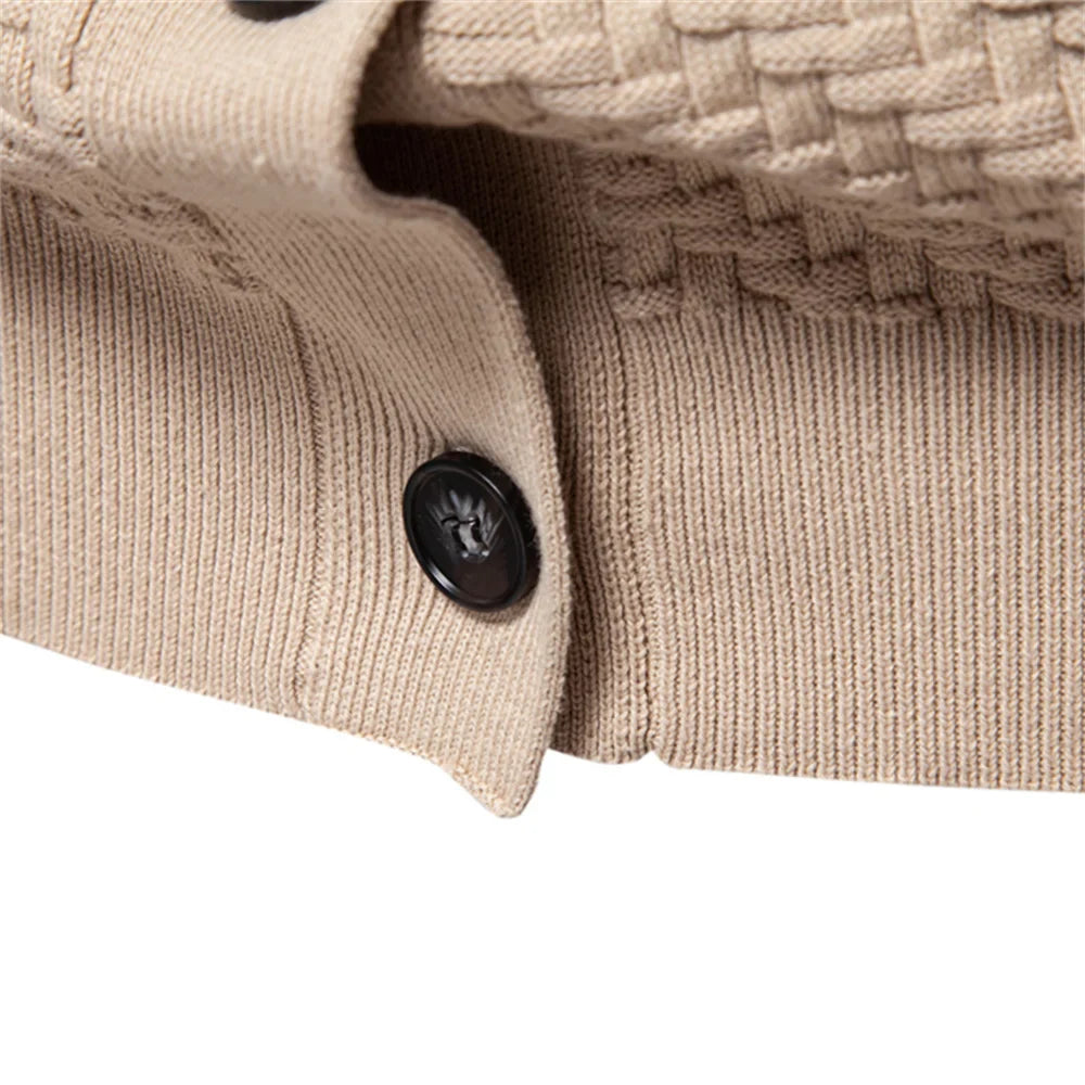 V neck button cardigan with textured front and ribbed edges