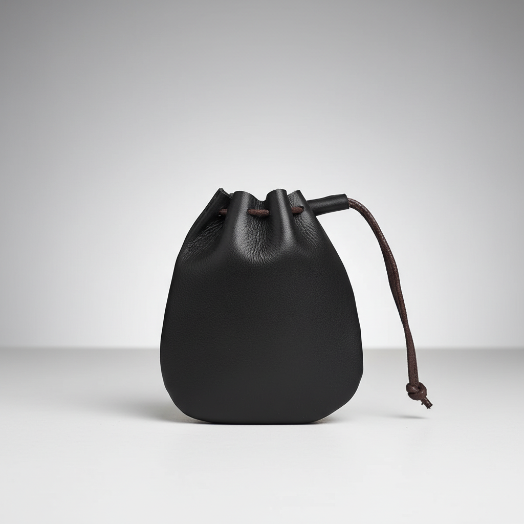 Vintage drawstring coin pouch with compact pocket-friendly design