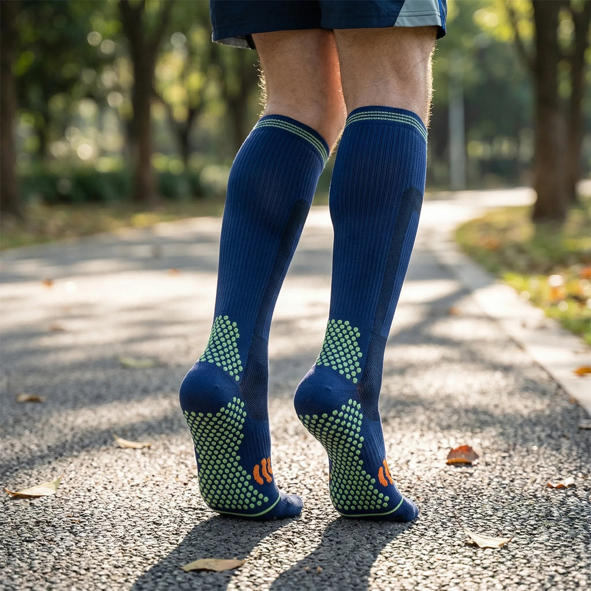 Long compression sports socks non-slip padded endurance running