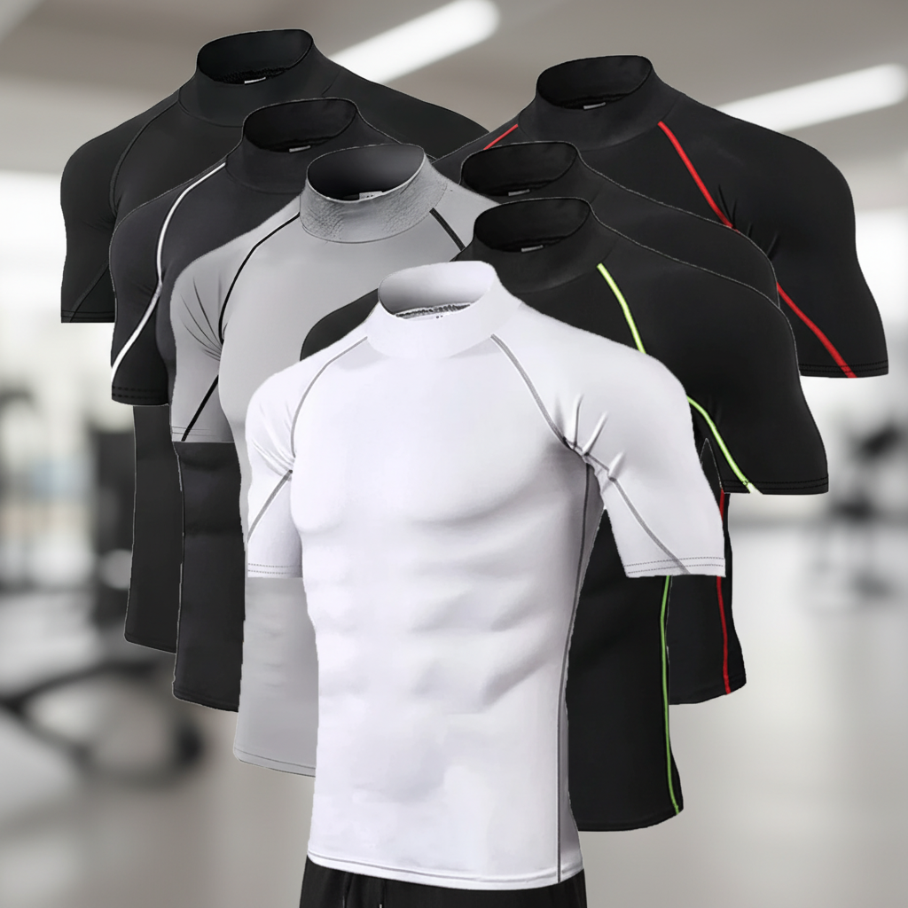 Short sleeve compression top with athletic fit for gym and running