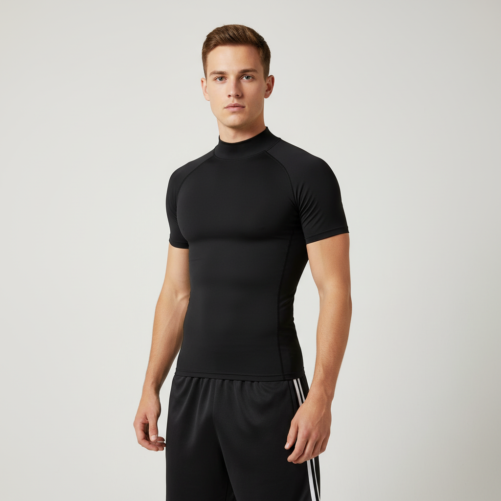 Short sleeve compression top with athletic fit for gym and running