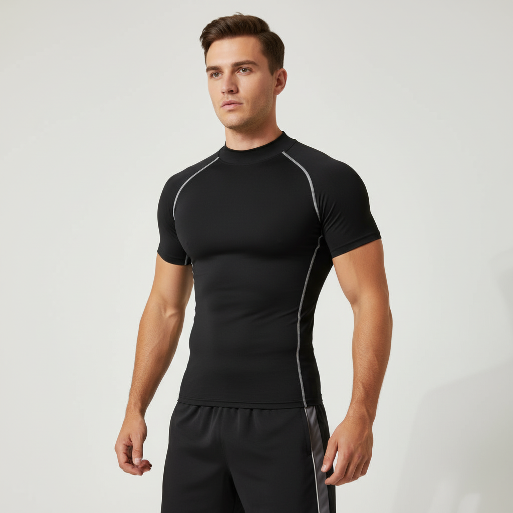 Short sleeve compression top with athletic fit for gym and running