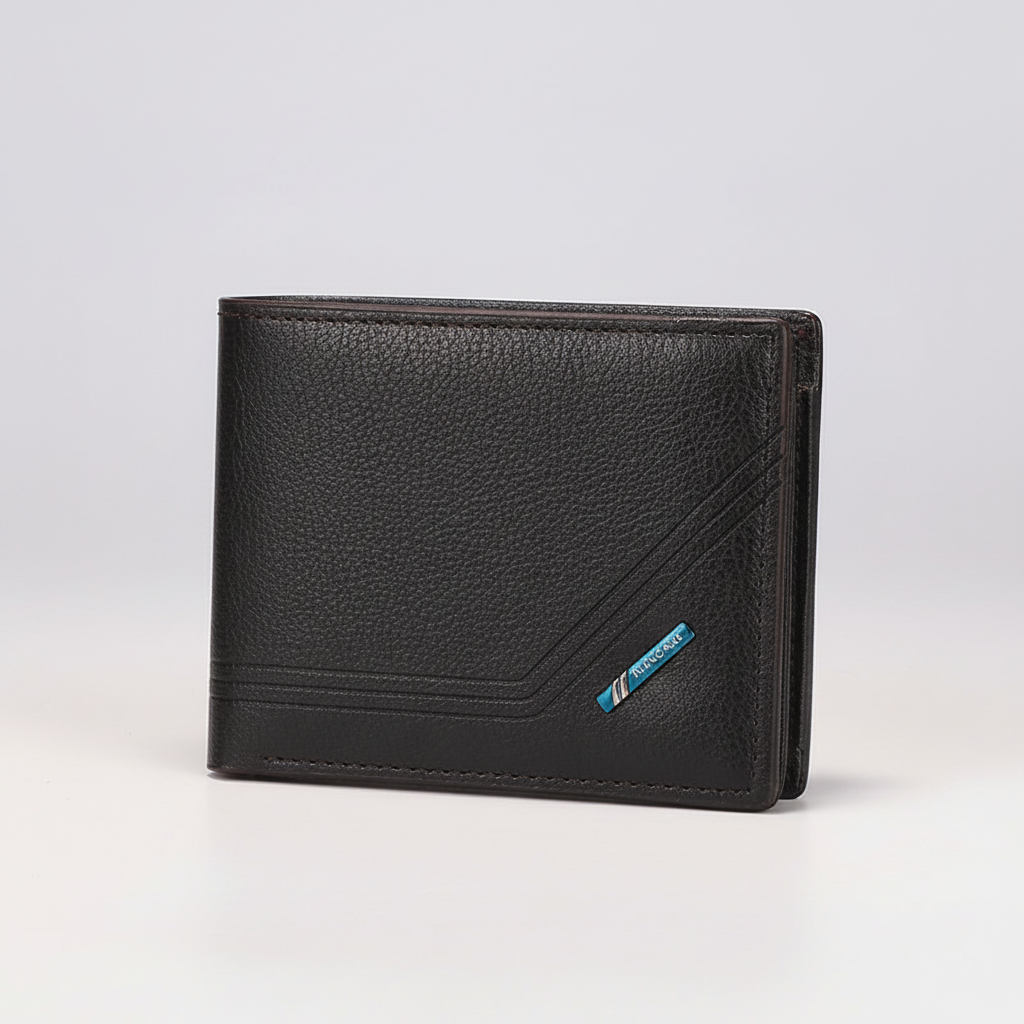 Slim bifold wallet with multiple card slots and organised interior