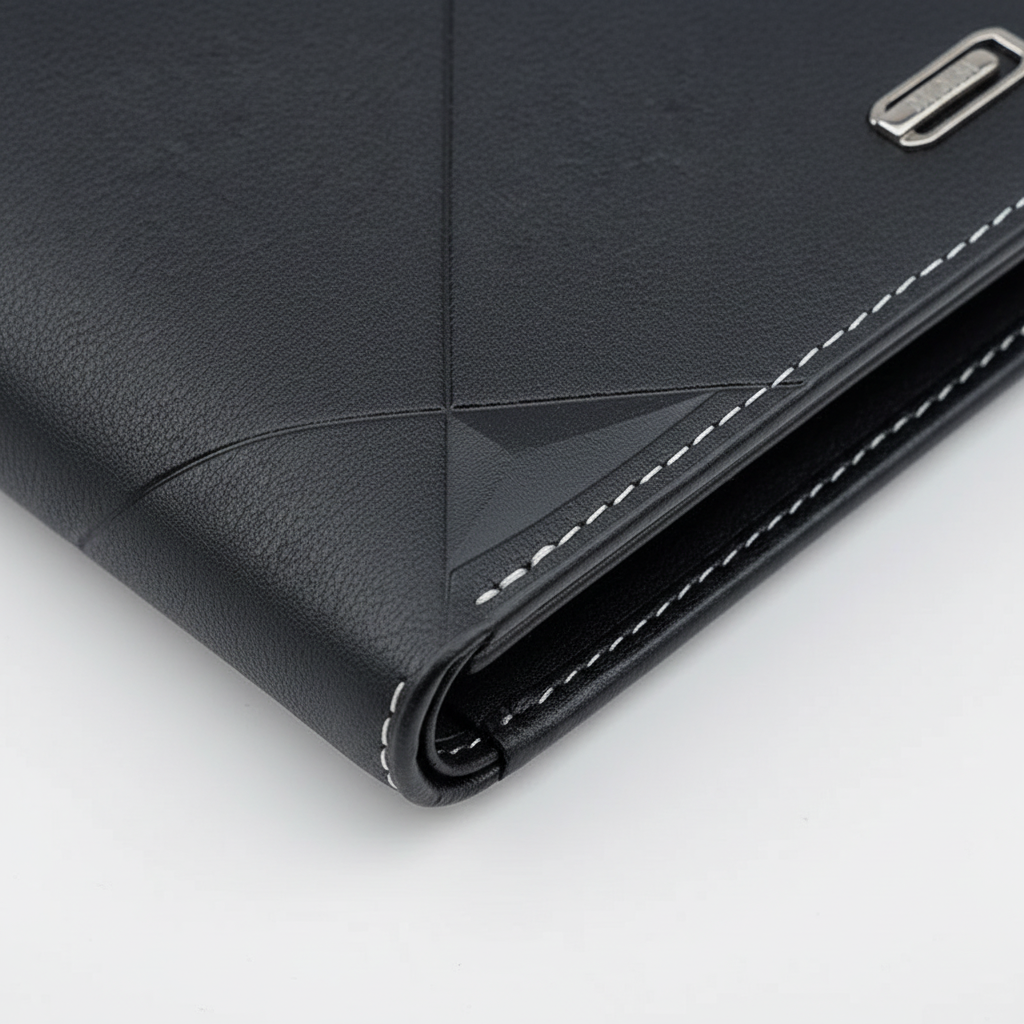 Slim bifold wallet with multiple card slots and organised interior