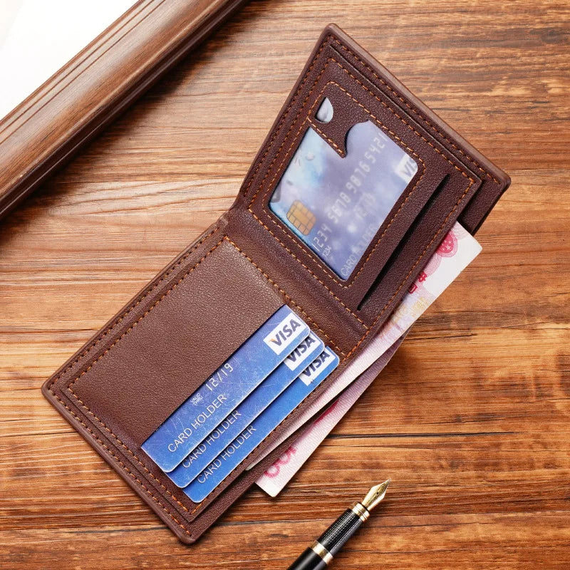 Slim bifold wallet with multiple card slots and organised interior
