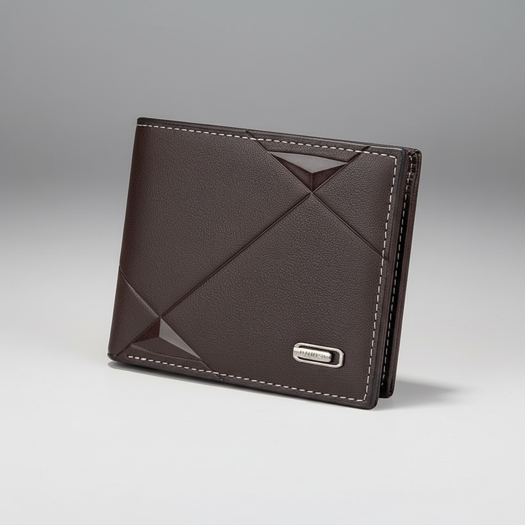 Slim bifold wallet with multiple card slots and organised interior