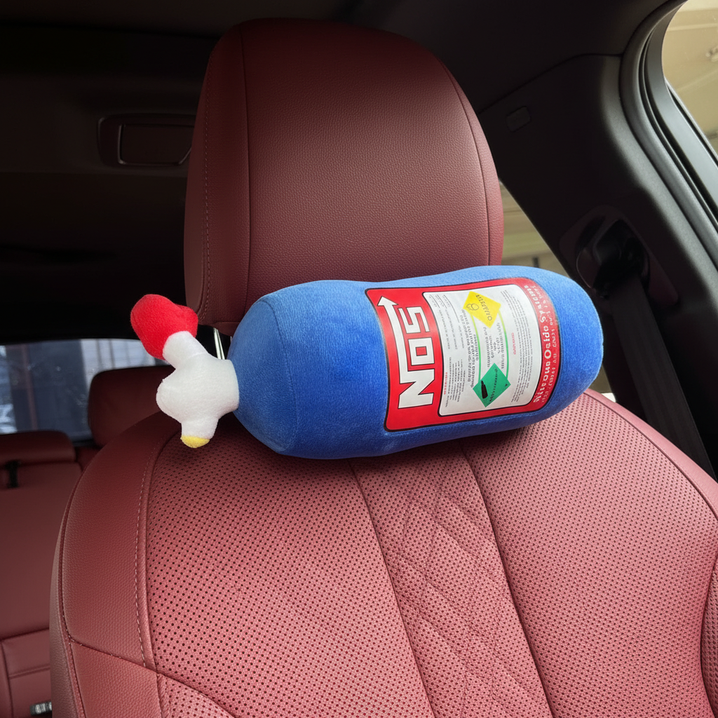 Plush car neck pillow with ergonomic headrest support