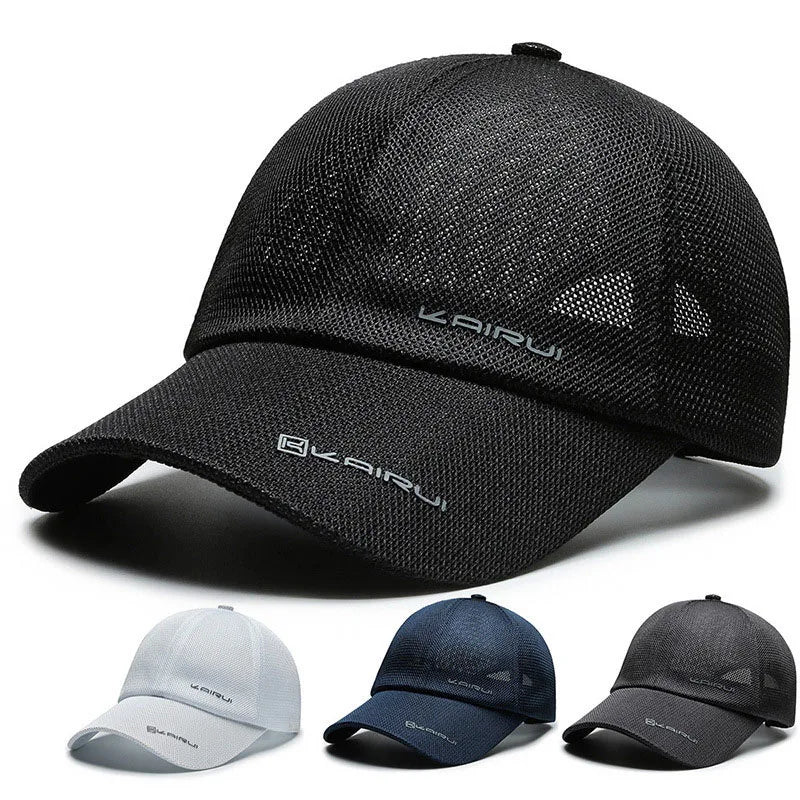 Breathable full mesh snapback cap with curved brim