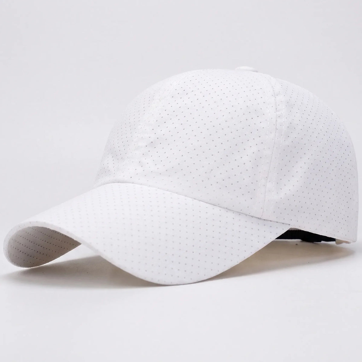 Breathable perforated baseball cap with structured bill for men and women