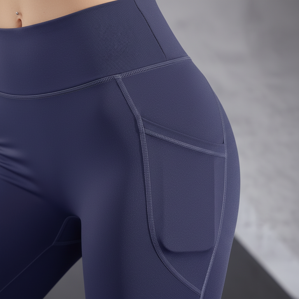 High waist performance leggings with side pockets and stretch knit