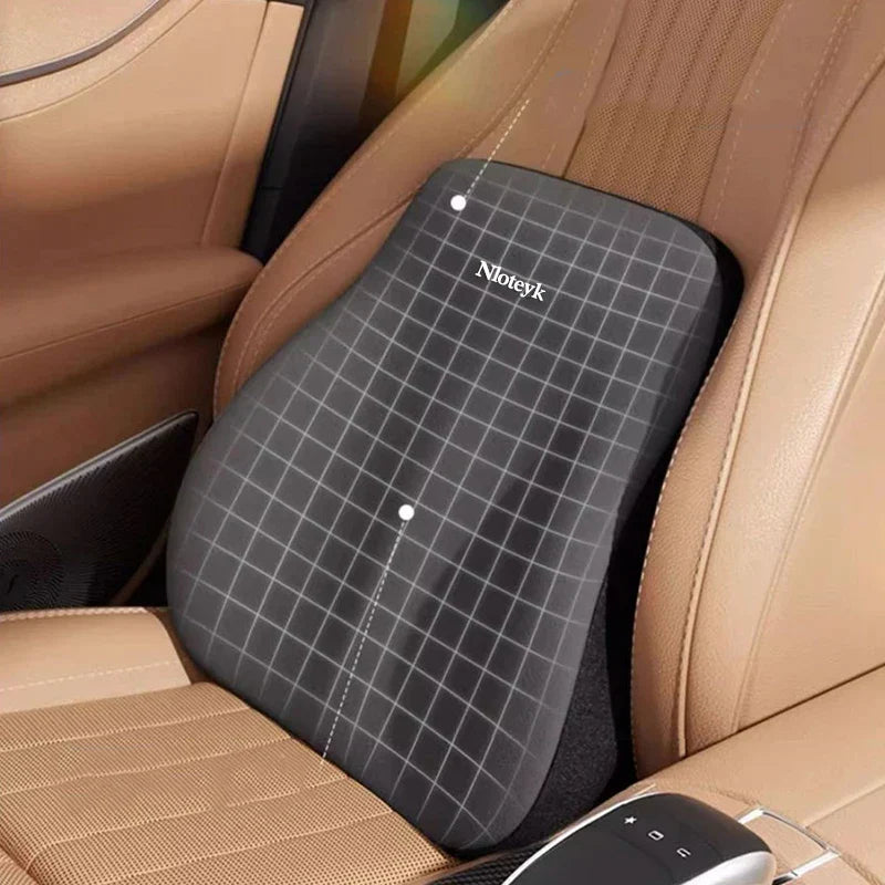 Memory foam car lumbar and headrest cushion with ergonomic contour support