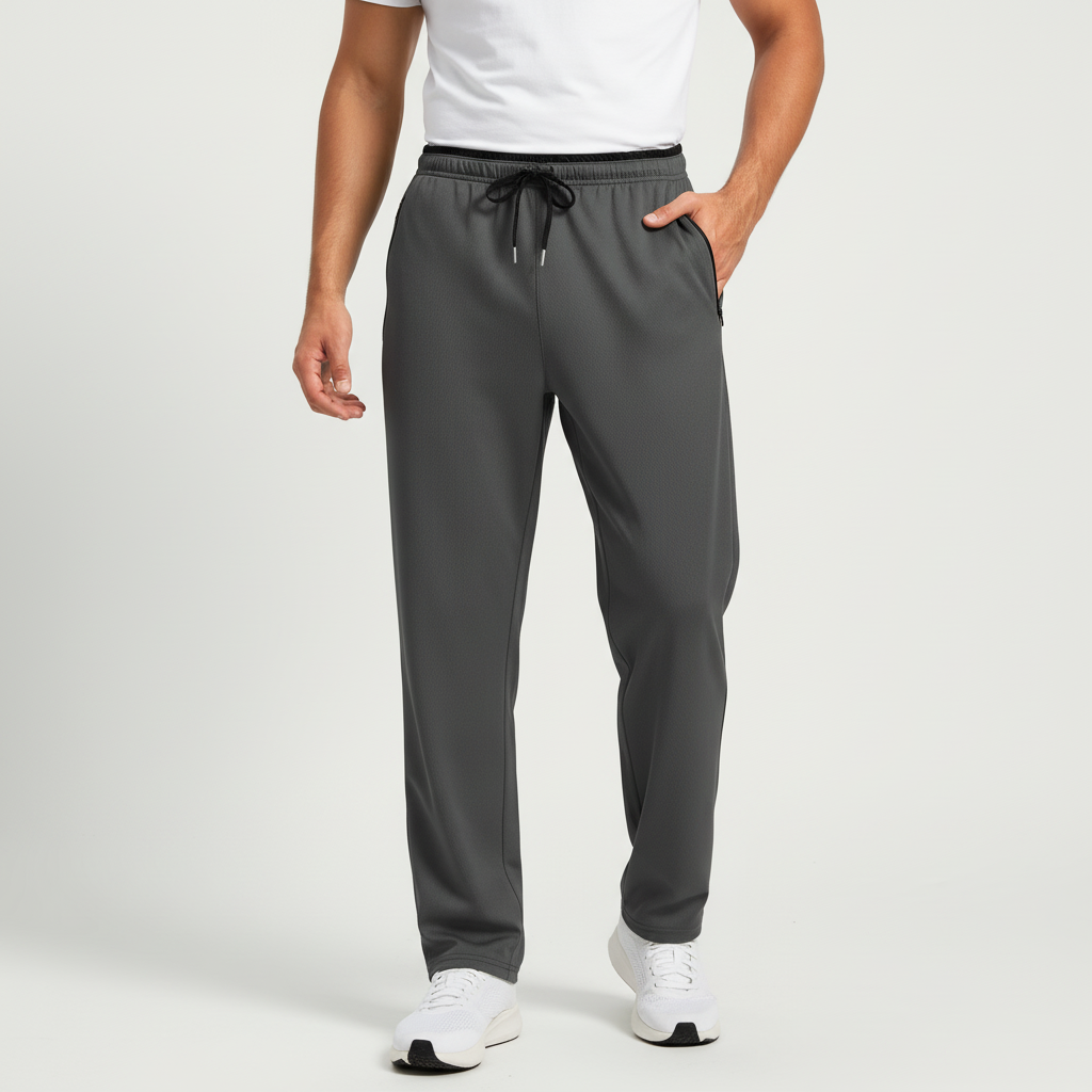 Men's slim athletic joggers with elastic waist and zippered pockets