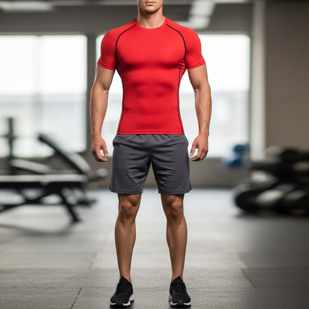 Compression short sleeve workout shirt with moisture-wicking performance