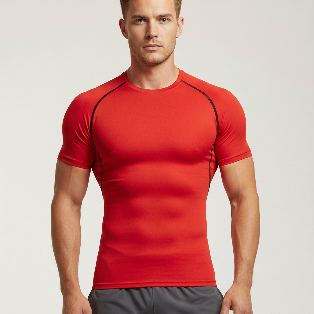 Compression short sleeve workout shirt with moisture-wicking performance