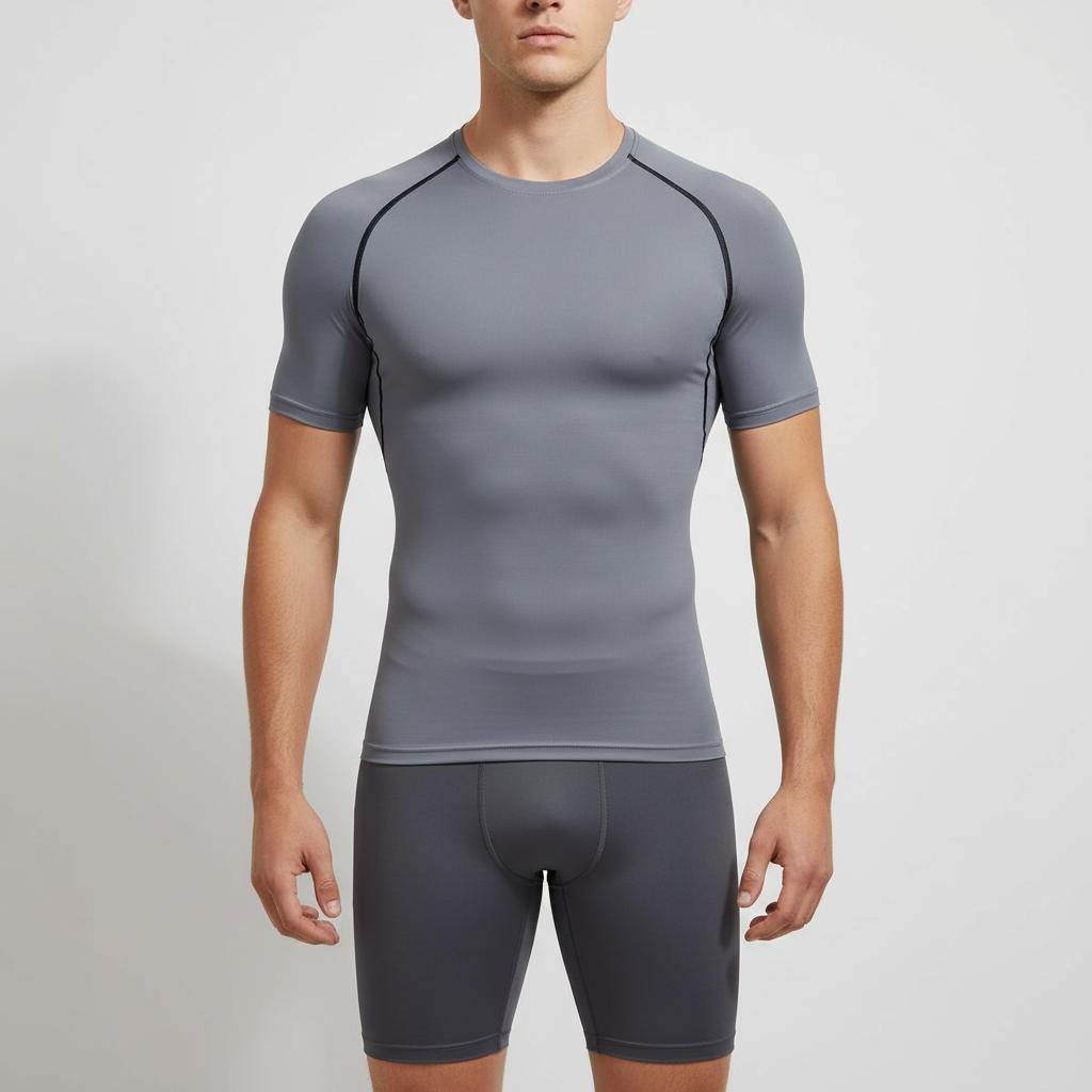 Compression short sleeve workout shirt with moisture-wicking performance