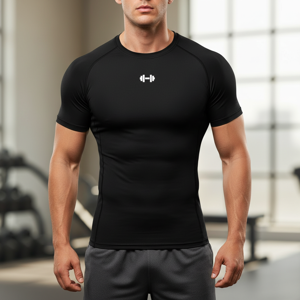 Men's short sleeve compression t-shirt with quick-dry moisture wicking
