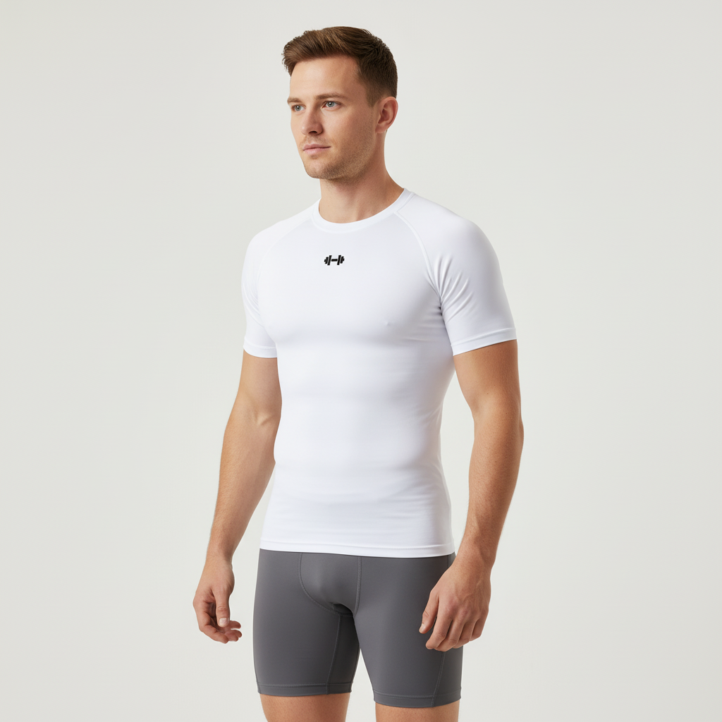 Men's short sleeve compression t-shirt with quick-dry moisture wicking