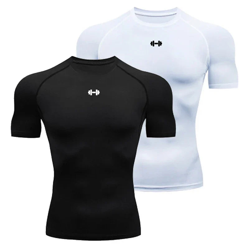 Men's short sleeve compression t-shirt with quick-dry moisture wicking