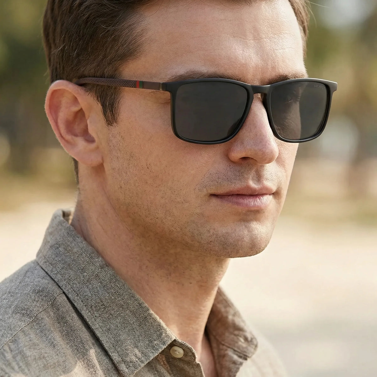 Polarised rectangle sunglasses with UV400 protection for driving and fishing