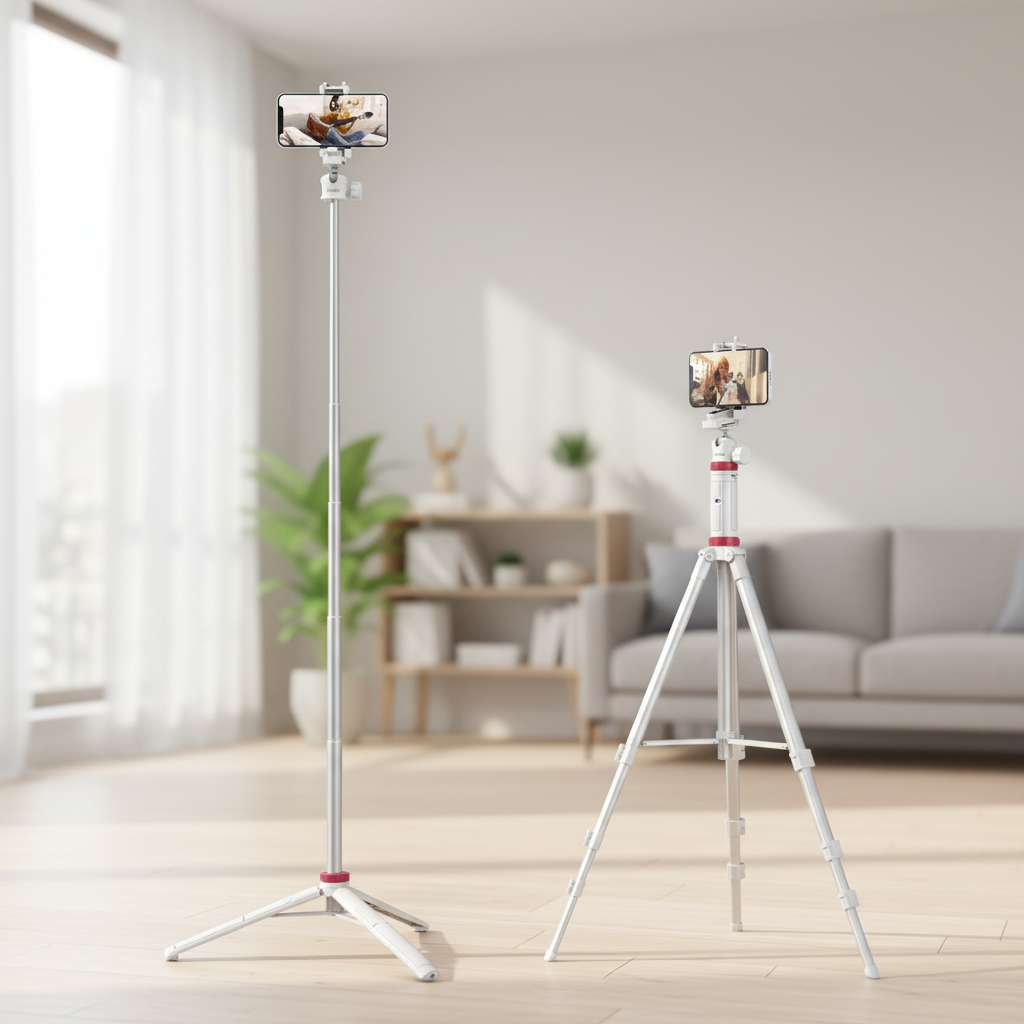 Extendable tripod with selfie stick function for smartphone and camera