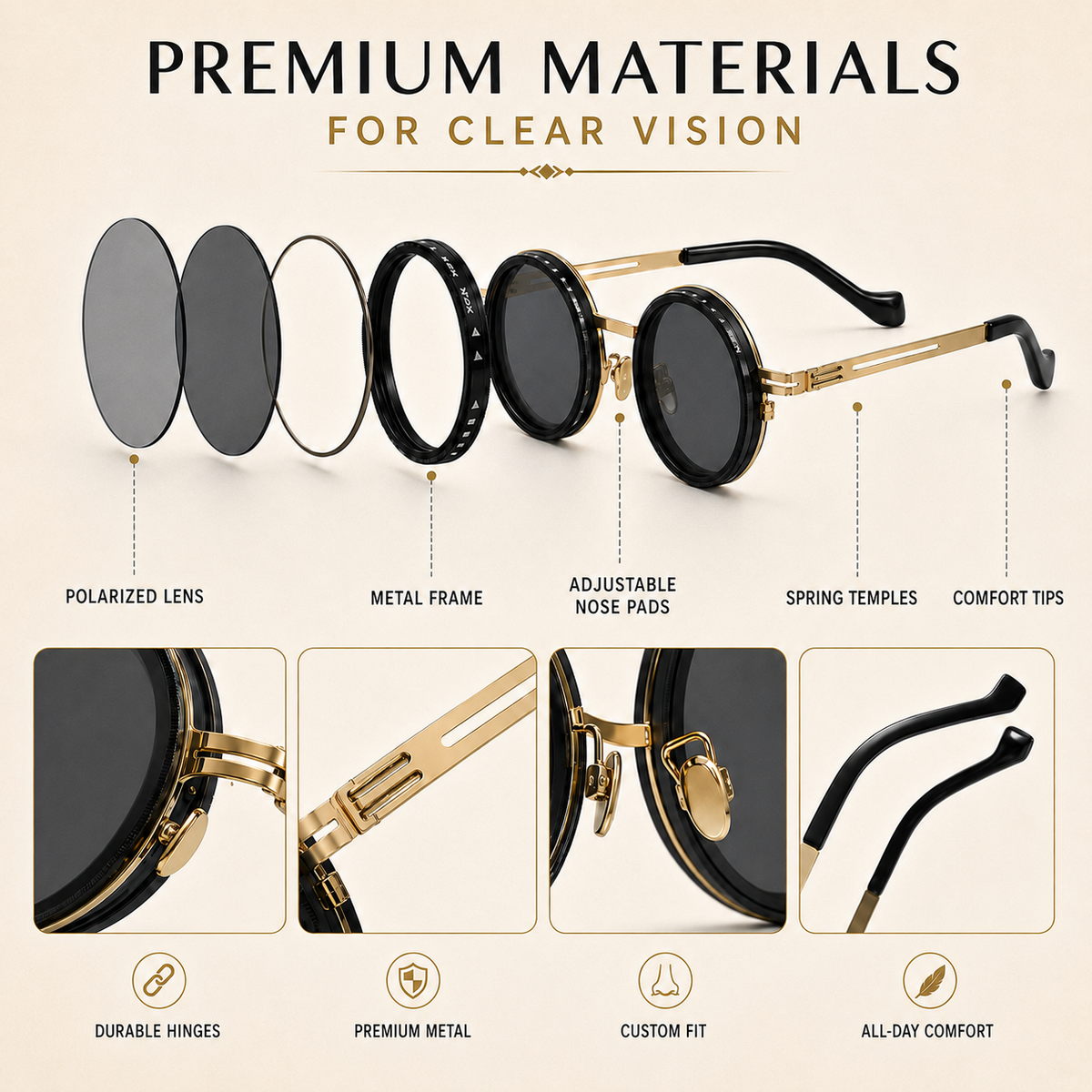 Thrives Outdoor | Vortexyn Round Punk Steampunk Dimming Sunglasses
