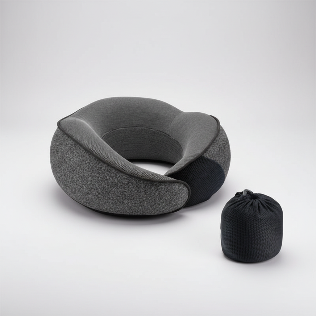 U-shaped memory foam travel pillow with breathable cotton cover