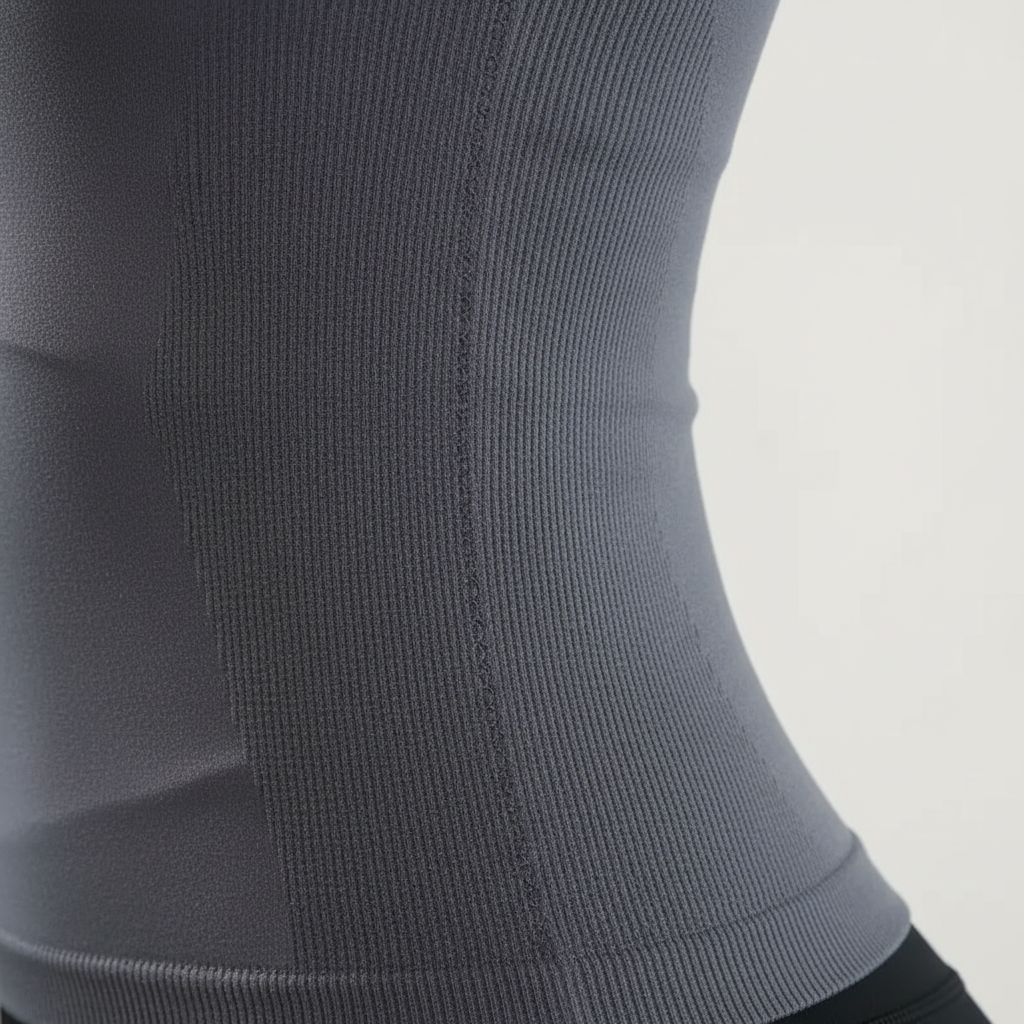 Long sleeve athletic top with seamless construction and thumb cuffs