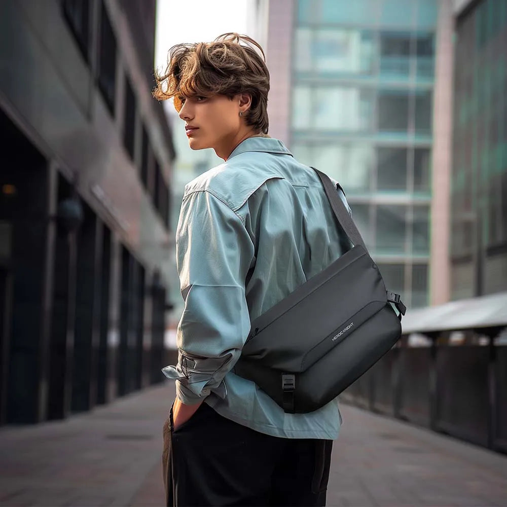 Water-repellent messenger bag with padded tablet compartment