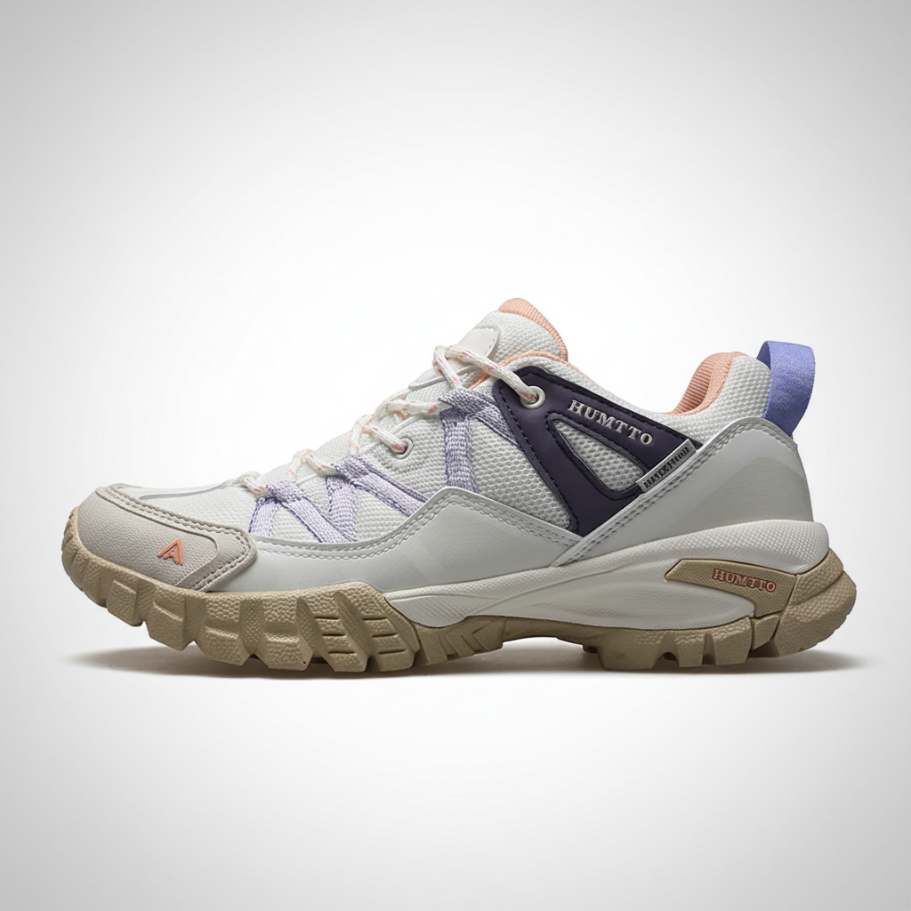 Women's water-resistant hiking shoe with leather upper and rubber outsole