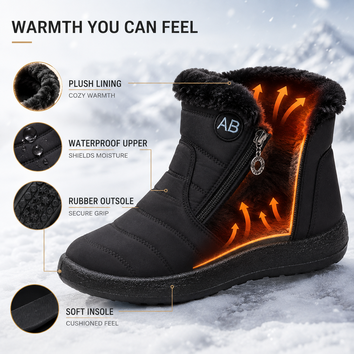 Thrives Outdoor | Waterproof Ankle Winter Boots