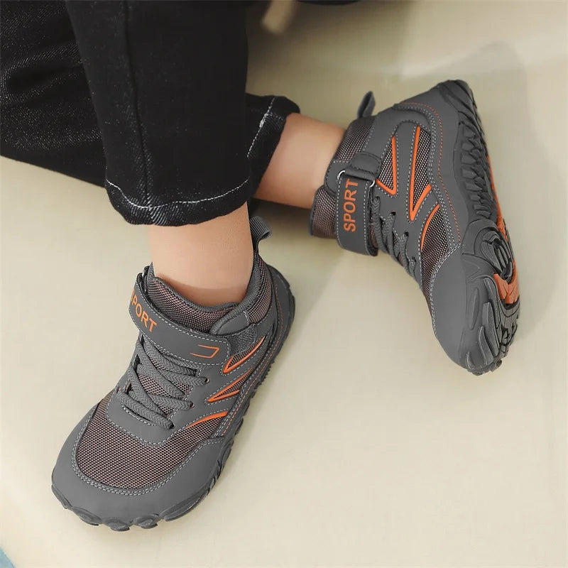 Kids waterproof barefoot boots with wide toe fit and non-slip sole