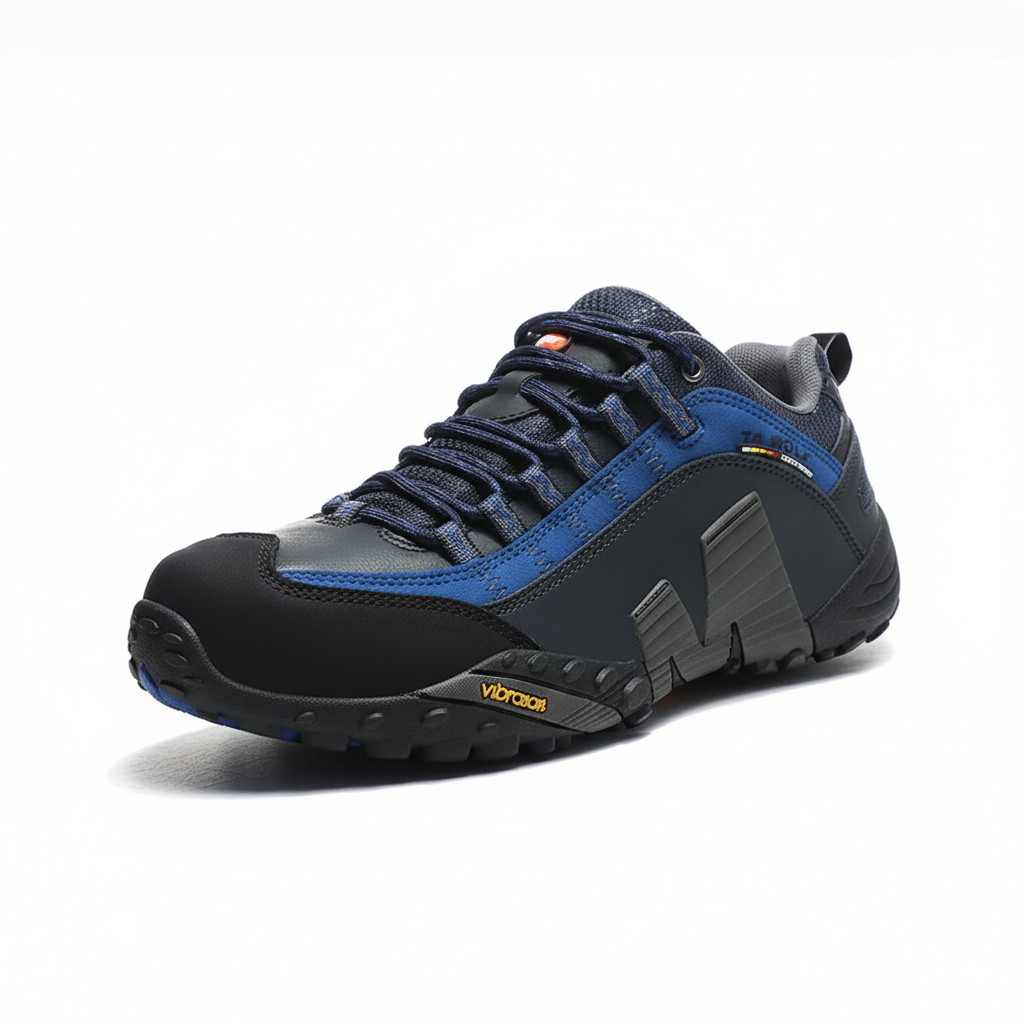 Waterproof hiking shoes with genuine leather upper and durable rubber sole