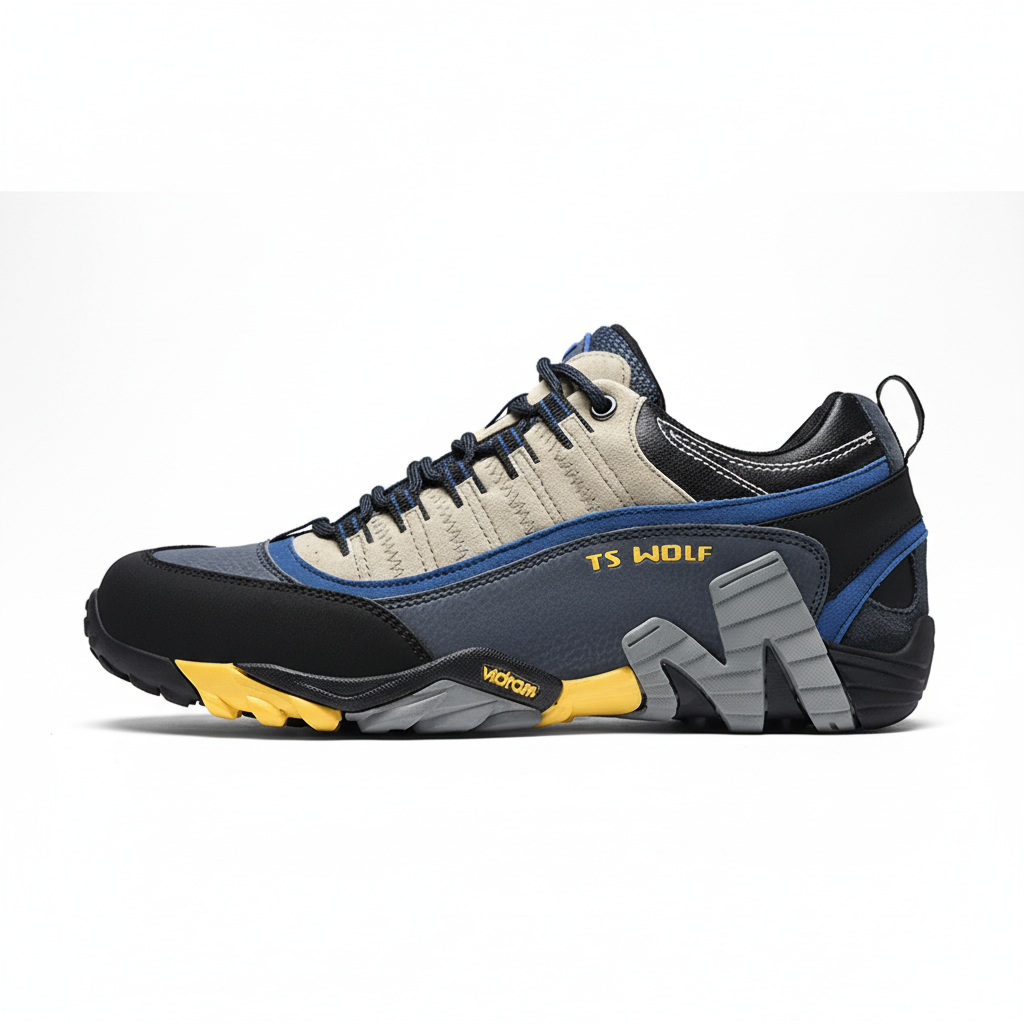 Waterproof hiking shoes with genuine leather upper and durable rubber sole