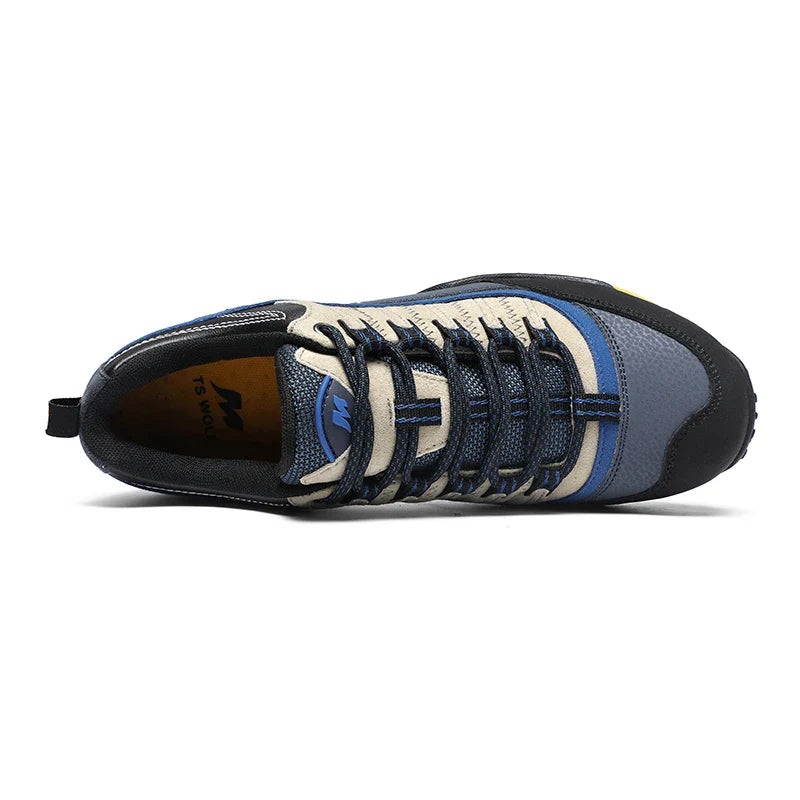 Waterproof hiking shoes with genuine leather upper and durable rubber sole