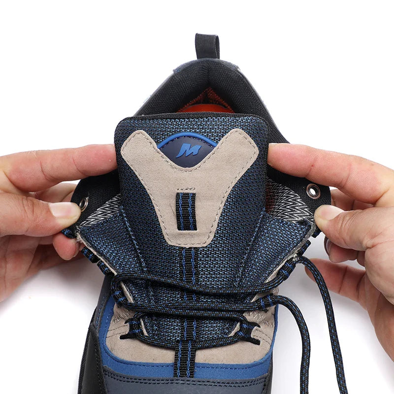Waterproof hiking shoes with genuine leather upper and durable rubber sole