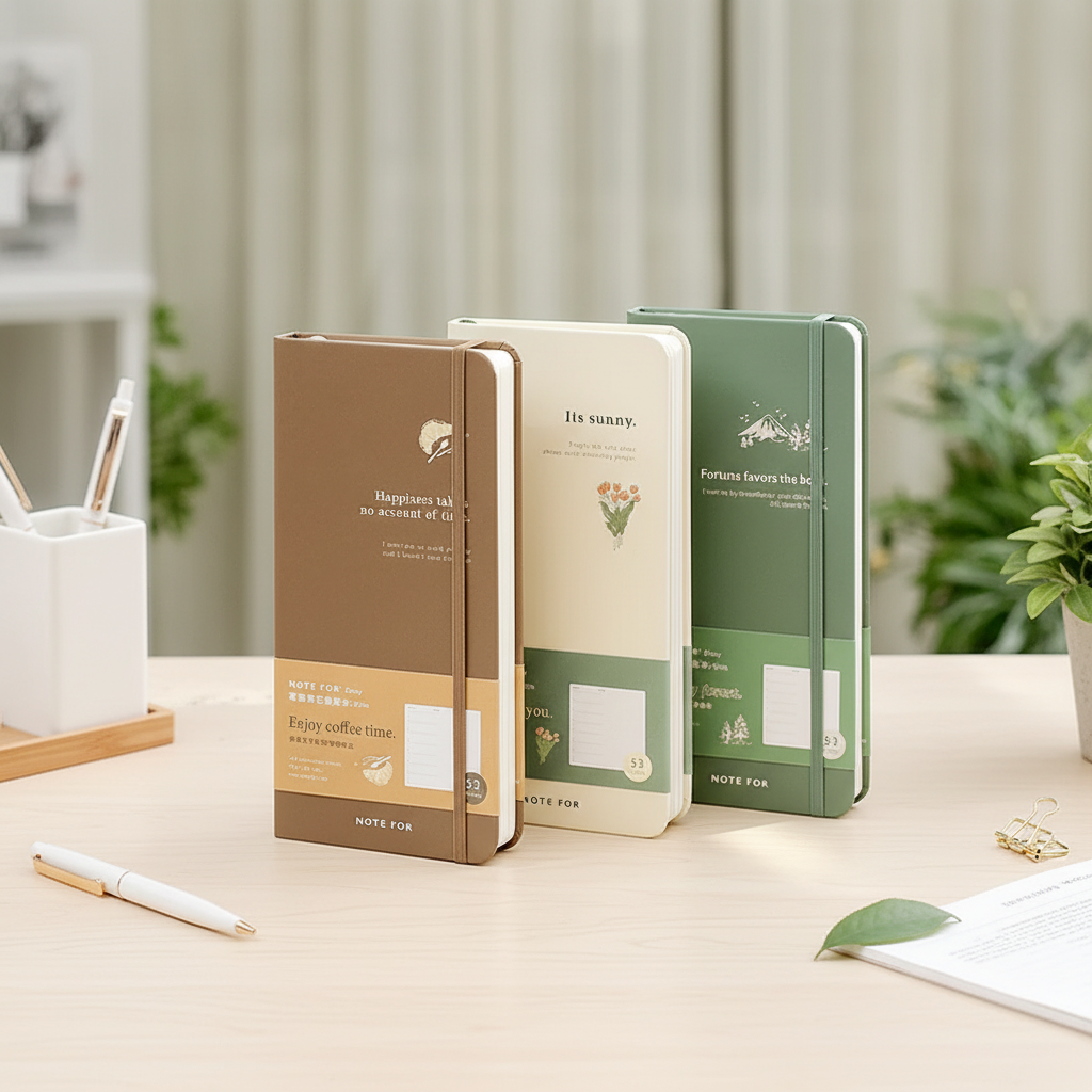 Slim weekly planner notebook with retro minimalist design