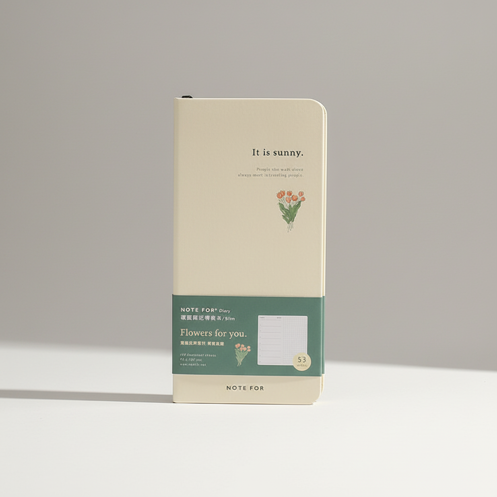 Slim weekly planner notebook with retro minimalist design