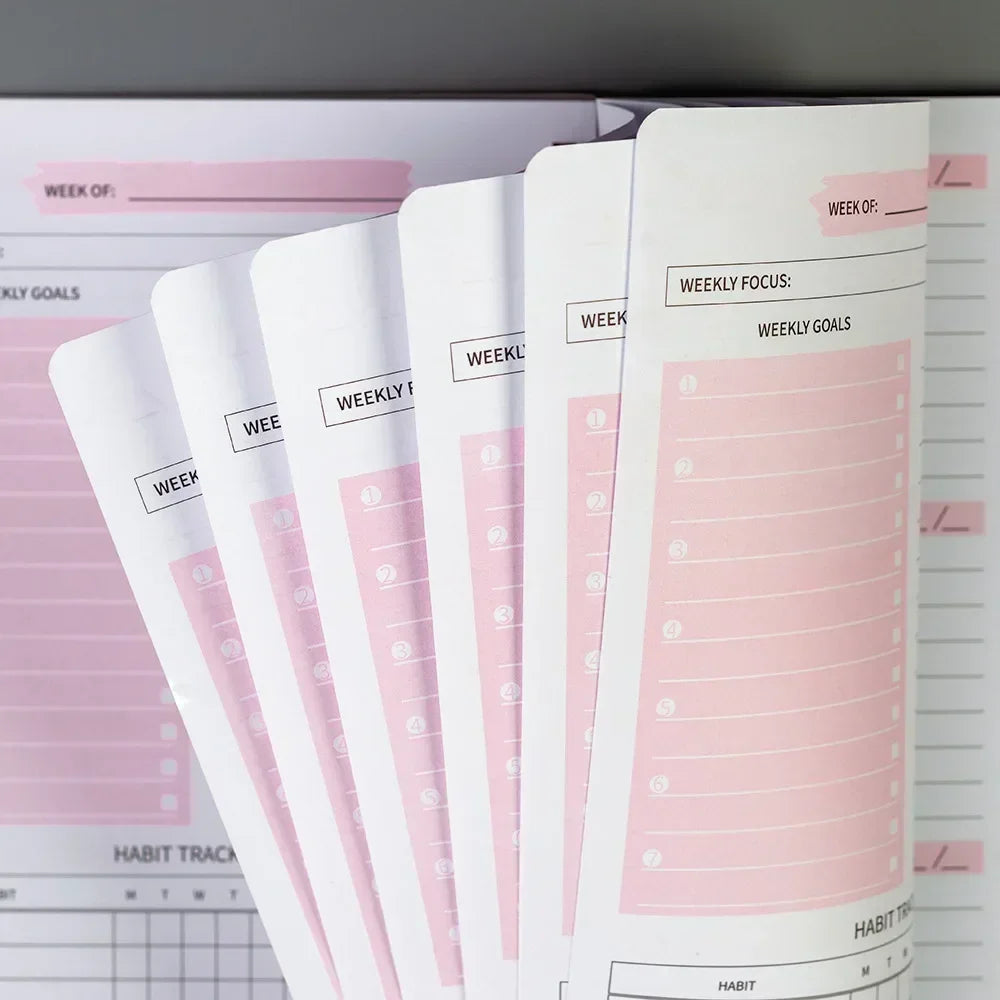 Undated weekly planner A5 spiral binding habit tracker thick pages