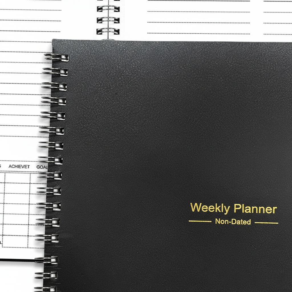 Undated weekly planner A5 spiral binding habit tracker thick pages