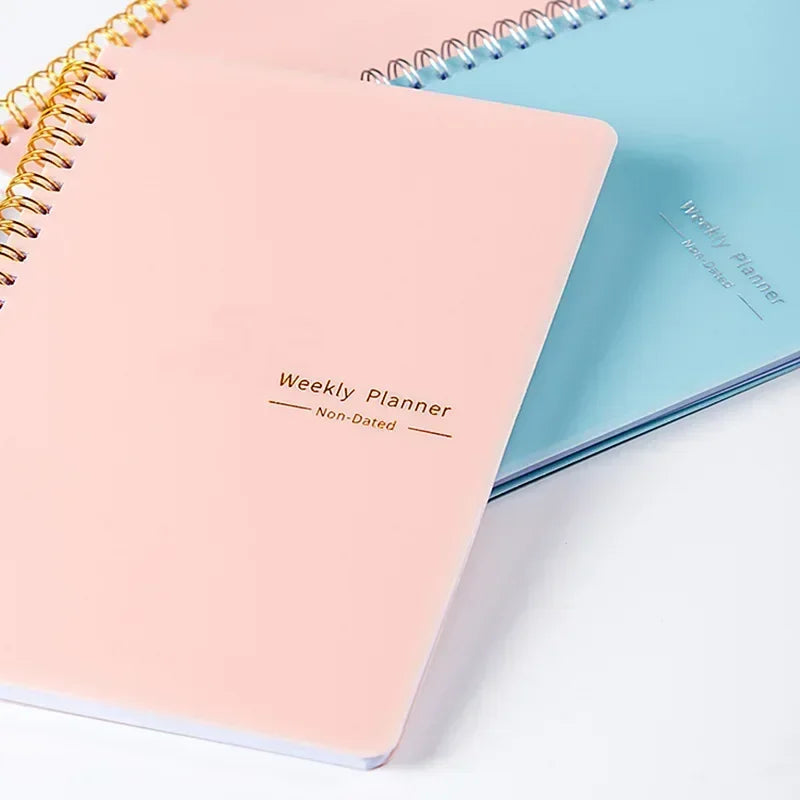 Undated weekly planner A5 spiral binding habit tracker thick pages